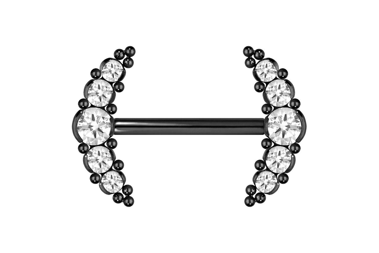 Titan Barbell Piercing mit Push Fit 5 KRISTALLE + KUGELN